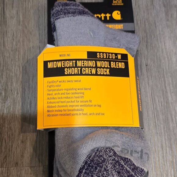 Carhartt Midweight Merino Wool Blend Short Crew Sock- Asphalt Heather - Picture 3 of 7